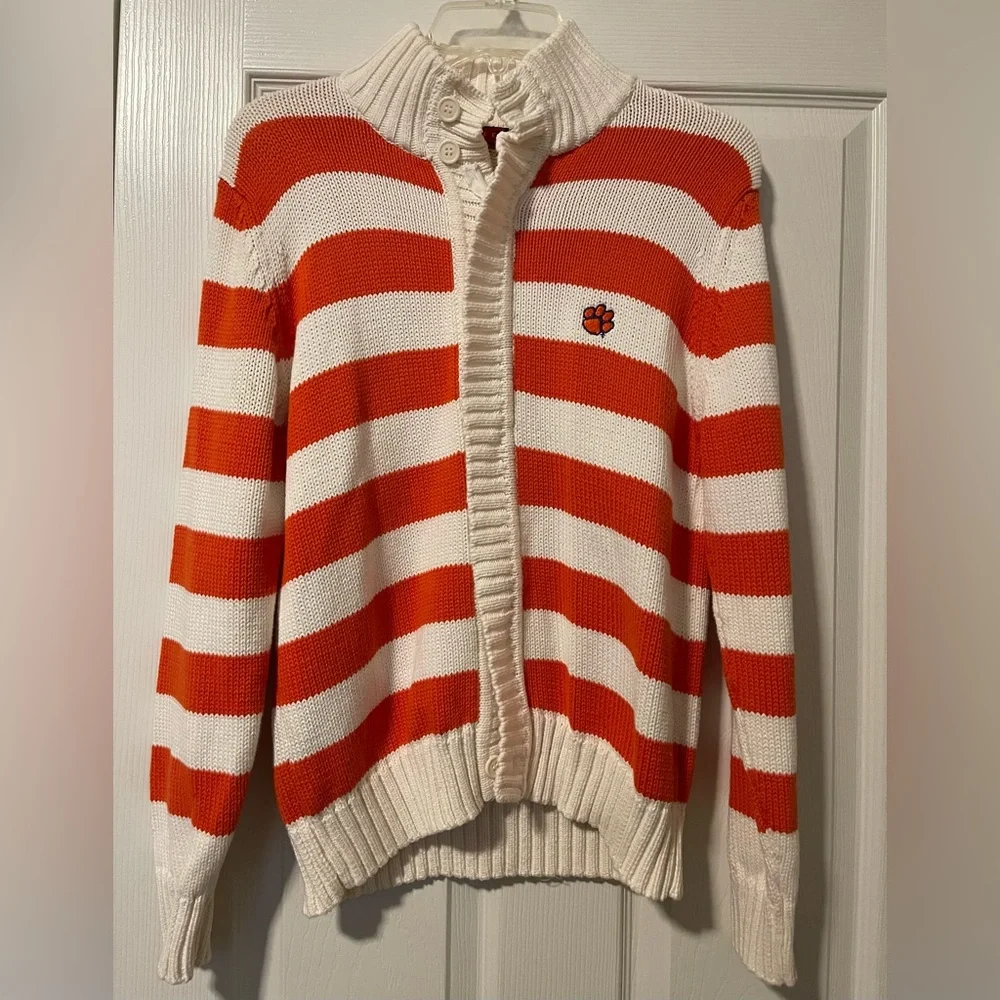 Clemson Tigers Women’s Varsity Knit Sweater Football Crable LRG 12-14 PRE OWNED